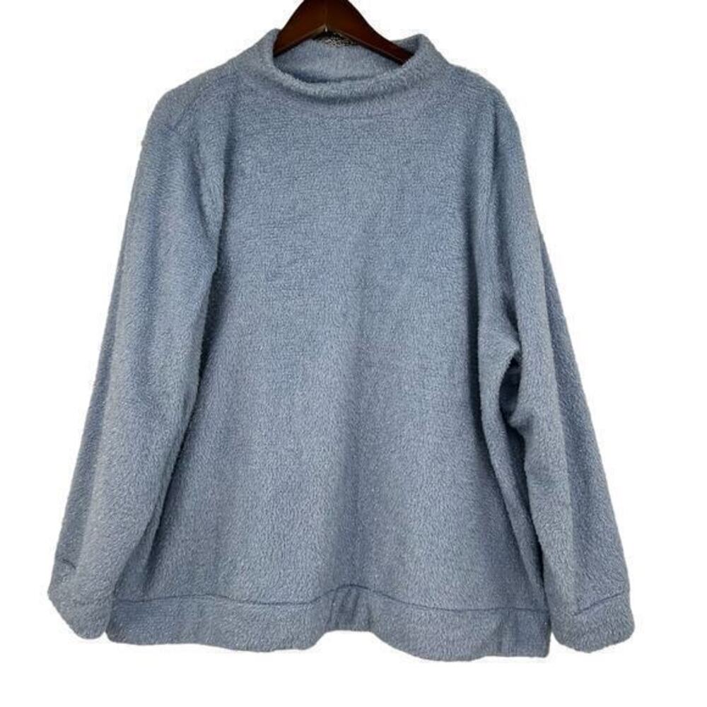 Talbots plus size blue pullover metallic fuzzy mockneck long sleeve sweater 3X